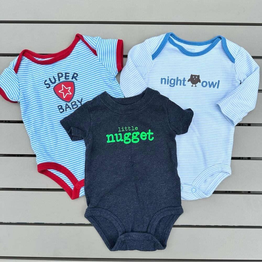 Carter’s 3 month baby boy onesie bodysuit bundle (set of 3)